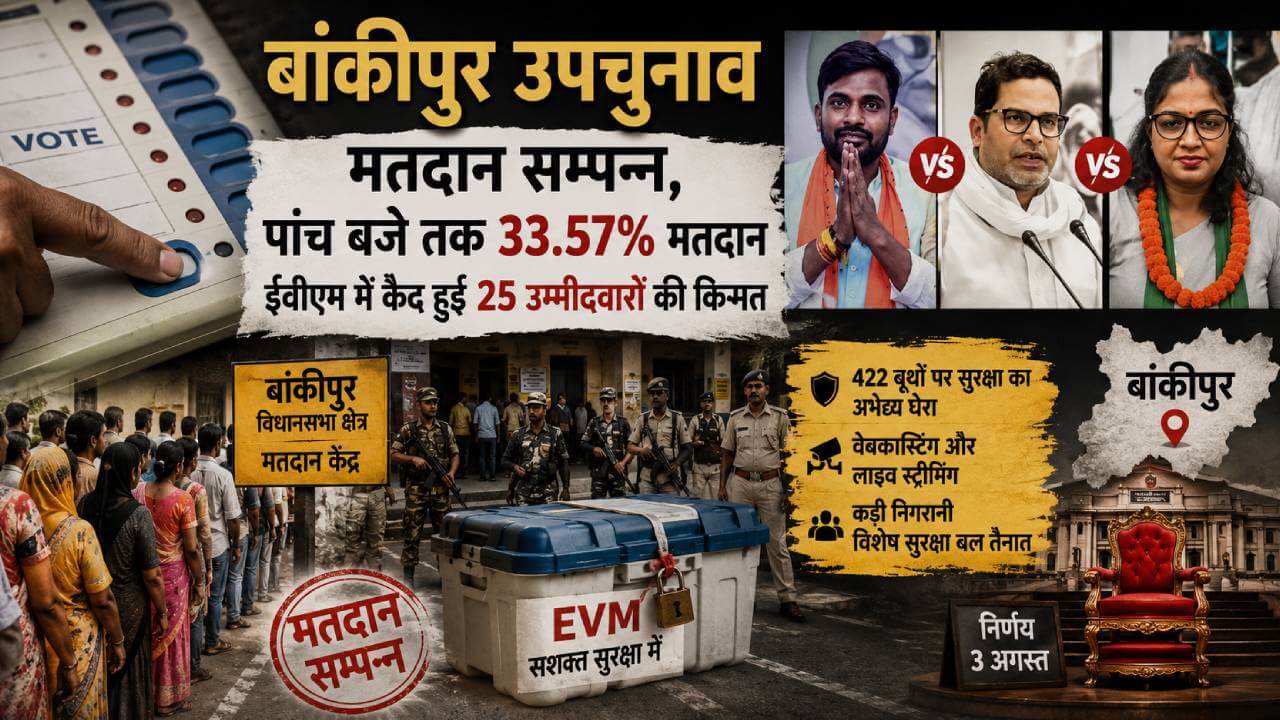  बांकीपुर उपचुनाव: मतदान सम्पन्न, पांच बजे तक 33.57% मतदान के साथ ईवीएम में कैद हुई 25 उम्मीदवारों की किस्मत