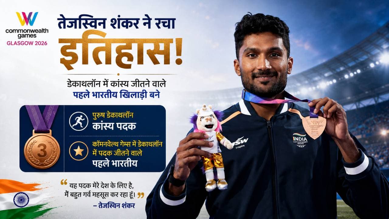 तेजस्विन शंकर ने रचा इतिहास, कॉमनवेल्थ गेम्स में डेकाथलॉन का पहला भारतीय पदक जीता