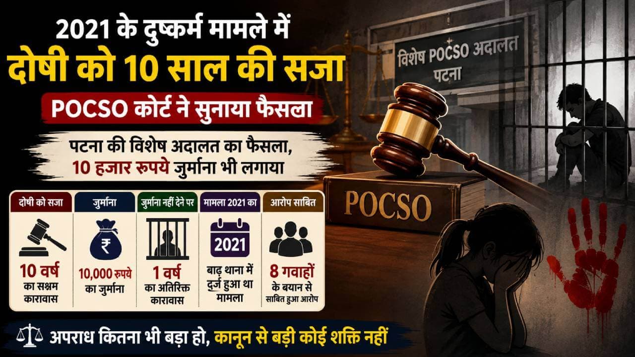 दुष्कर्म के जुर्म दोषी युवक को दस वर्षों की कठोर कैद